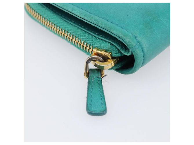 Portafoglio Miu Miu in pelle blu turchese oro Auth 200003 D'oro - vista 7