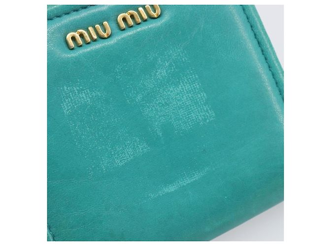Portafoglio Miu Miu in pelle blu turchese oro Auth 200003 D'oro - vista 8
