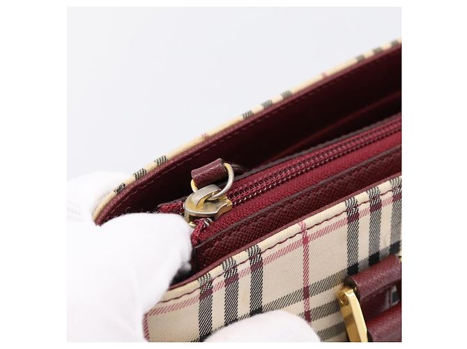 Borsa Tote BURBERRY Nova Check Canvas Beige Gold Auth 201953 D'oro - vista 10