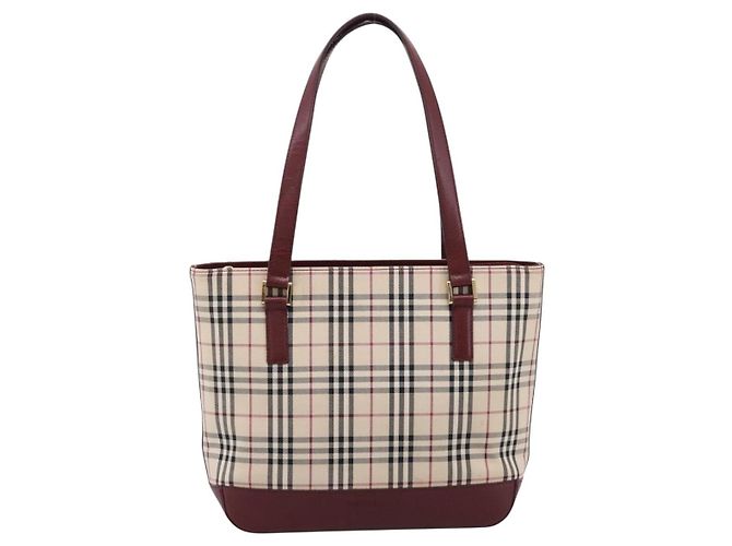 Borsa Tote BURBERRY Nova Check Canvas Beige Gold Auth 201953 D'oro - vista 13