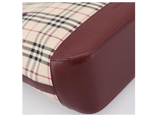 Borsa Tote BURBERRY Nova Check Canvas Beige Gold Auth 201953 D'oro - vista 14