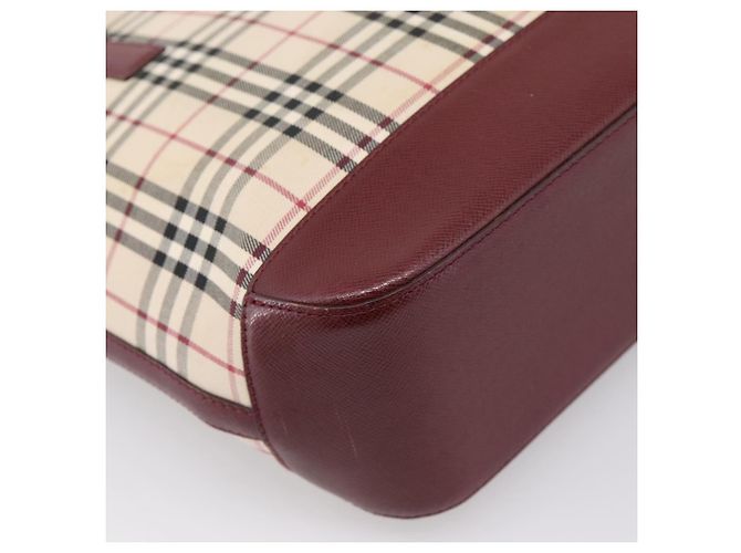 Borsa Tote BURBERRY Nova Check Canvas Beige Gold Auth 201953 D'oro - vista 16