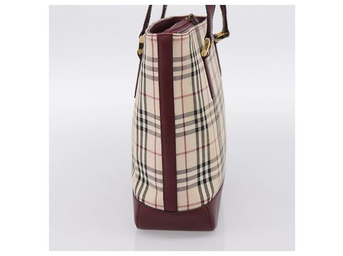 Borsa Tote BURBERRY Nova Check Canvas Beige Gold Auth 201953 D'oro - vista 4