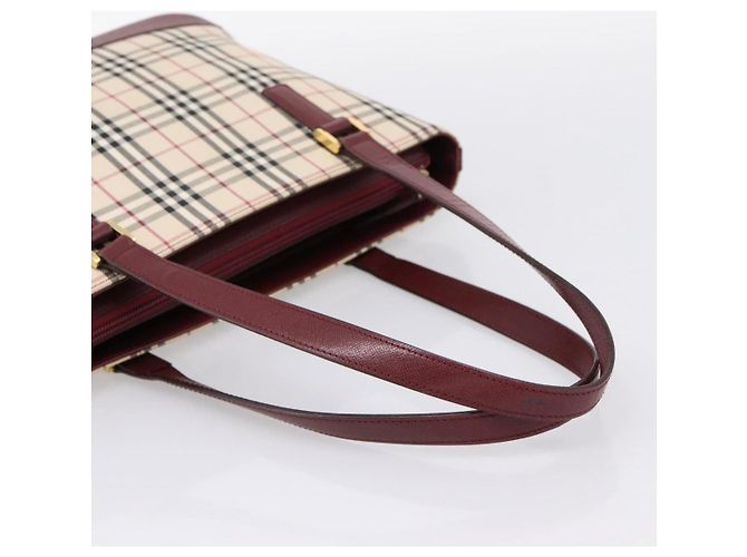 Borsa Tote BURBERRY Nova Check Canvas Beige Gold Auth 201953 D'oro - vista 7