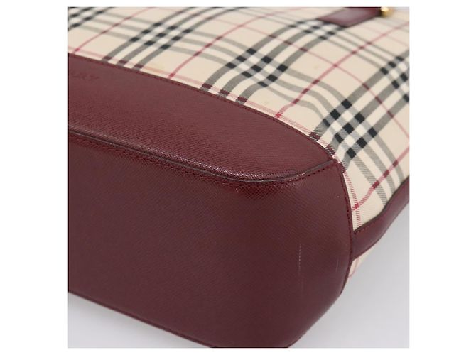 Borsa Tote BURBERRY Nova Check Canvas Beige Gold Auth 201953 D'oro - vista 9
