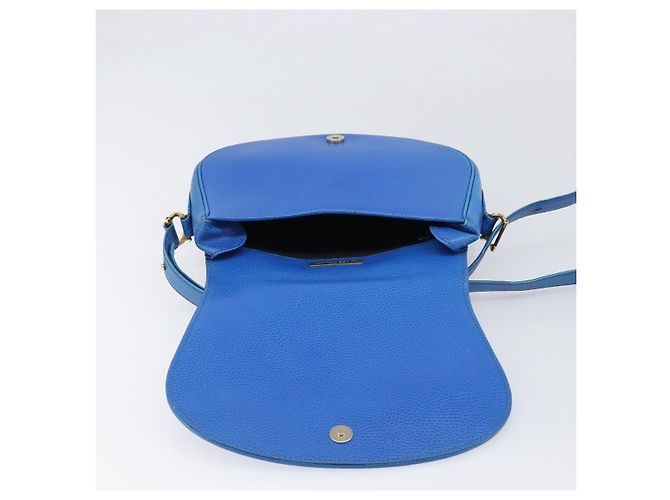 Borsa a tracolla CARTIER Must Line in pelle blu e tono oro Auth 199340 - vista 11