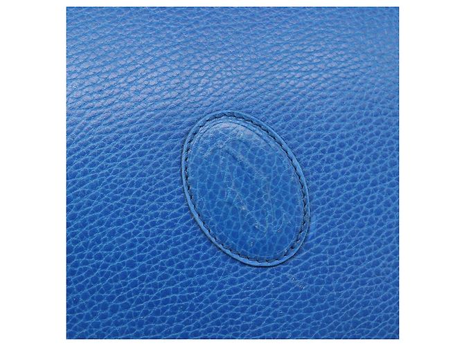 Borsa a tracolla CARTIER Must Line in pelle blu e tono oro Auth 199340 - vista 17
