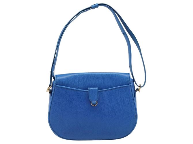 Borsa a tracolla CARTIER Must Line in pelle blu e tono oro Auth 199340 - vista 2