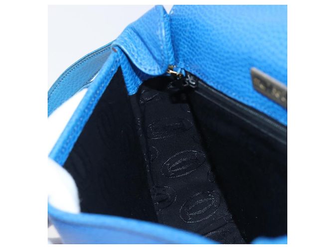 Borsa a tracolla CARTIER Must Line in pelle blu e tono oro Auth 199340 - vista 20