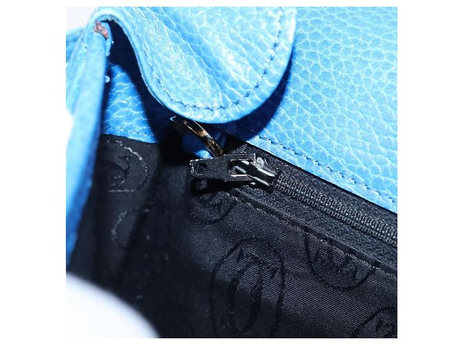 Borsa a tracolla CARTIER Must Line in pelle blu e tono oro Auth 199340 - vista 21