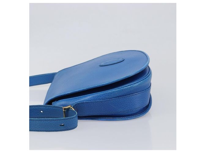Borsa a tracolla CARTIER Must Line in pelle blu e tono oro Auth 199340 - vista 4