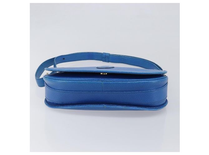 Borsa a tracolla CARTIER Must Line in pelle blu e tono oro Auth 199340 - vista 5