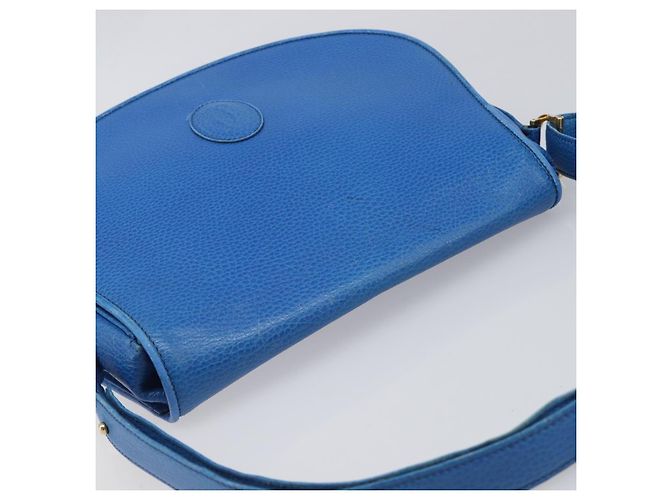Borsa a tracolla CARTIER Must Line in pelle blu e tono oro Auth 199340 - vista 6