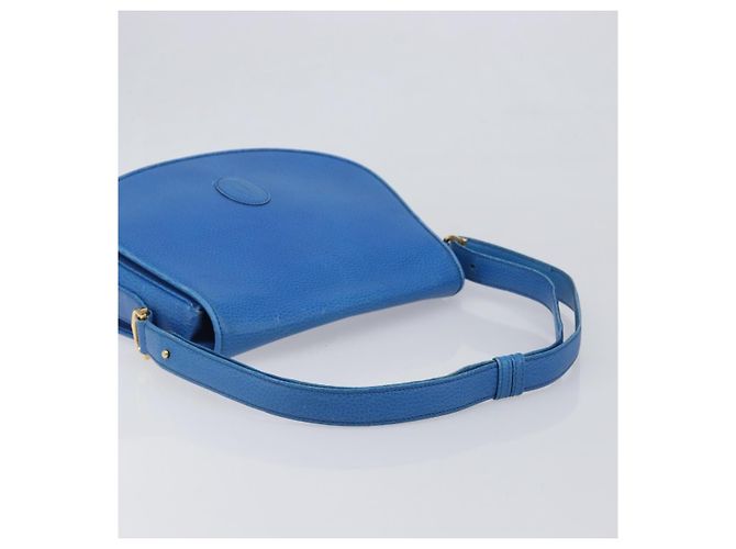 Borsa a tracolla CARTIER Must Line in pelle blu e tono oro Auth 199340 - vista 7