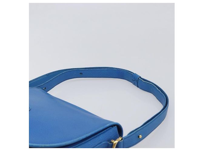 Borsa a tracolla CARTIER Must Line in pelle blu e tono oro Auth 199340 - vista 8
