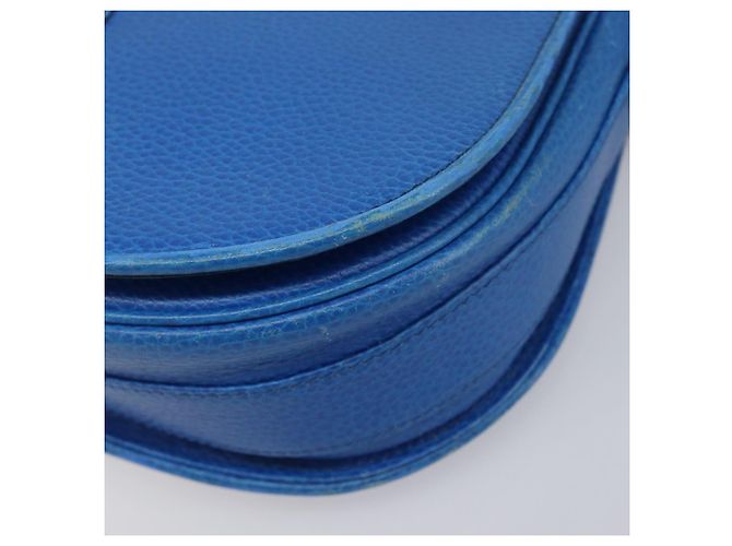 Borsa a tracolla CARTIER Must Line in pelle blu e tono oro Auth 199340 - vista 9