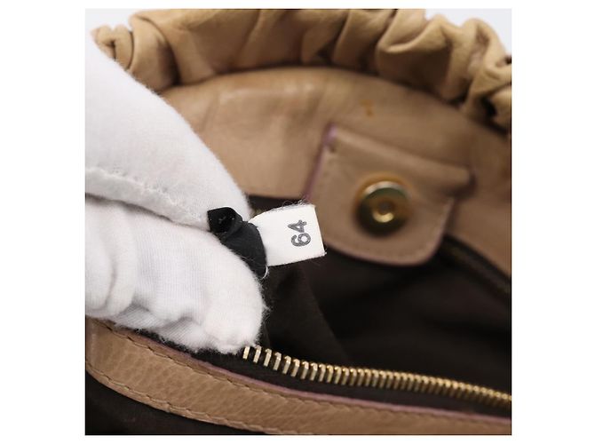 Borsa a mano Miu Miu in pelle 2way Beige tono oro Auth 199333A - vista 12