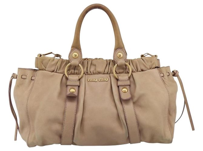 Borsa a mano Miu Miu in pelle 2way Beige tono oro Auth 199333A - vista 13
