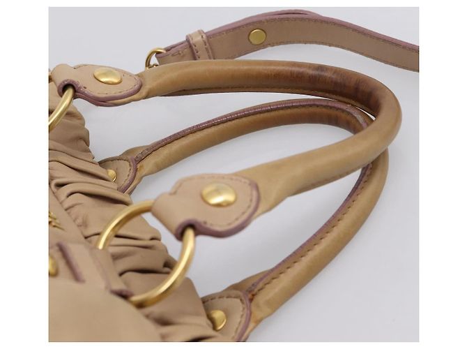 Borsa a mano Miu Miu in pelle 2way Beige tono oro Auth 199333A - vista 14