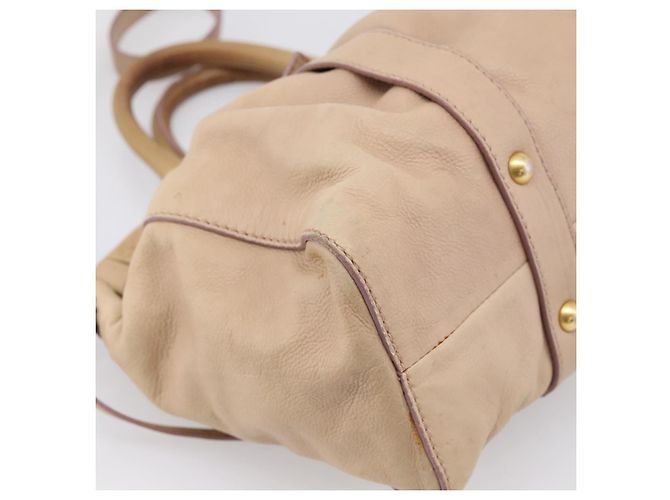 Borsa a mano Miu Miu in pelle 2way Beige tono oro Auth 199333A - vista 18