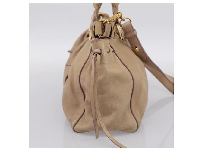 Borsa a mano Miu Miu in pelle 2way Beige tono oro Auth 199333A - vista 3