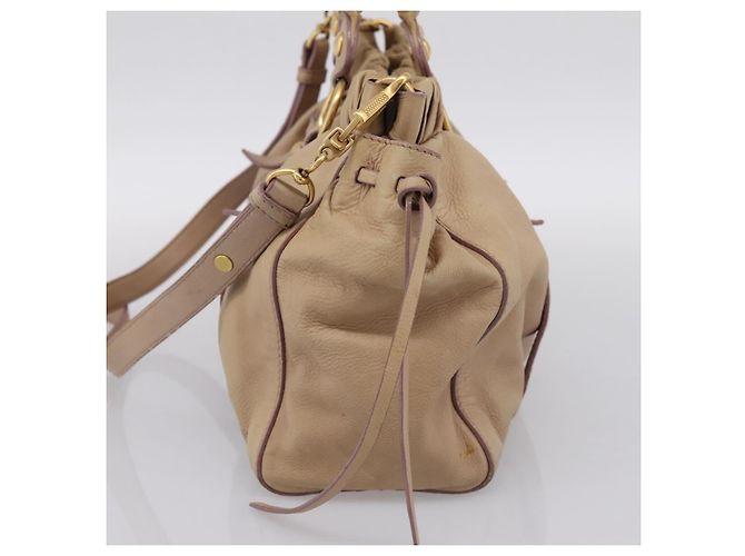 Borsa a mano Miu Miu in pelle 2way Beige tono oro Auth 199333A - vista 4