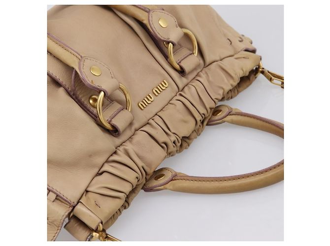 Borsa a mano Miu Miu in pelle 2way Beige tono oro Auth 199333A - vista 6