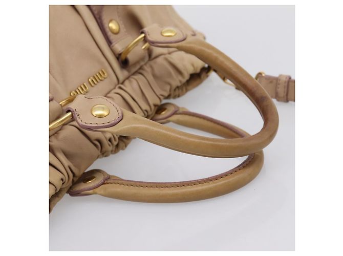 Borsa a mano Miu Miu in pelle 2way Beige tono oro Auth 199333A - vista 7