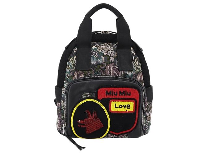Miu Miu Rucksack Canvas Black Silver Auth ka6007 Schwarz Silber - Ansicht 13