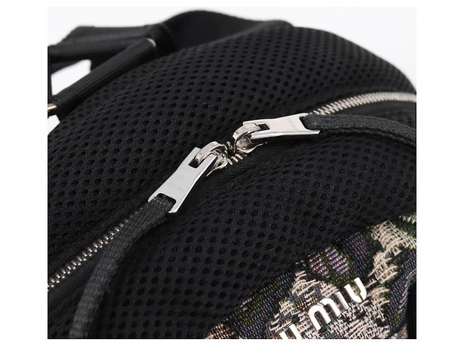 Miu Miu Rucksack Canvas Black Silver Auth ka6007 Schwarz Silber - Ansicht 20