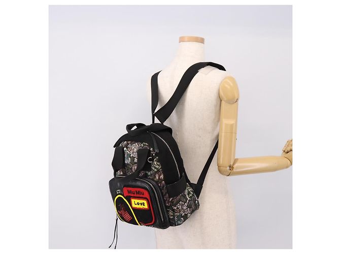 Miu Miu Rucksack Canvas Black Silver Auth ka6007 Schwarz Silber - Ansicht 27