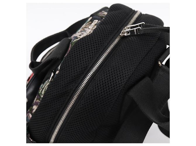 Miu Miu Rucksack Canvas Black Silver Auth ka6007 Schwarz Silber - Ansicht 8