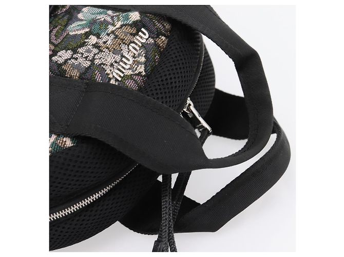 Miu Miu Rucksack Canvas Black Silver Auth ka6007 Schwarz Silber - Ansicht 9