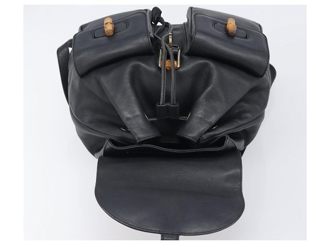 Zaino GUCCI Bamboo in pelle nera e oro 003 2058 0016 Auth fm5437 Nero D'oro - vista 10
