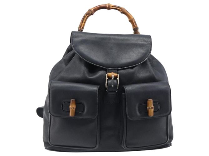 Zaino GUCCI Bamboo in pelle nera e oro 003 2058 0016 Auth fm5437 Nero D'oro - vista 13