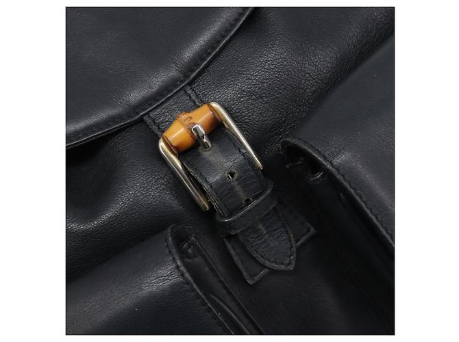 Zaino GUCCI Bamboo in pelle nera e oro 003 2058 0016 Auth fm5437 Nero D'oro - vista 19