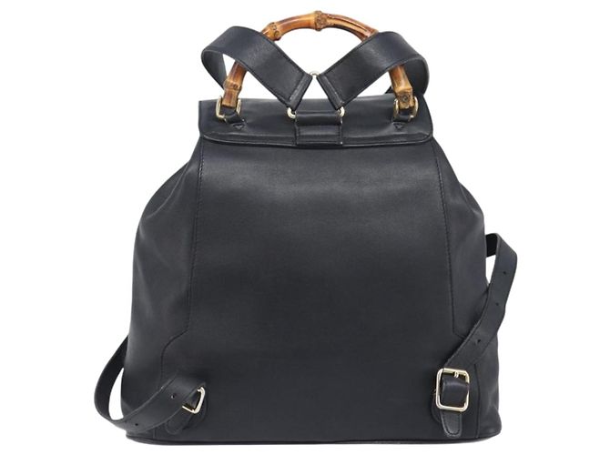 Zaino GUCCI Bamboo in pelle nera e oro 003 2058 0016 Auth fm5437 Nero D'oro - vista 2