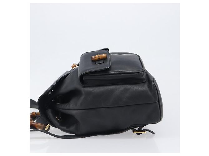 Zaino GUCCI Bamboo in pelle nera e oro 003 2058 0016 Auth fm5437 Nero D'oro - vista 4