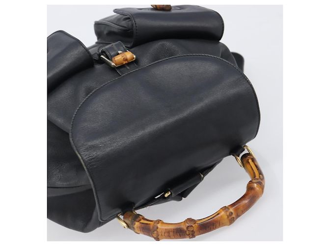 Zaino GUCCI Bamboo in pelle nera e oro 003 2058 0016 Auth fm5437 Nero D'oro - vista 6