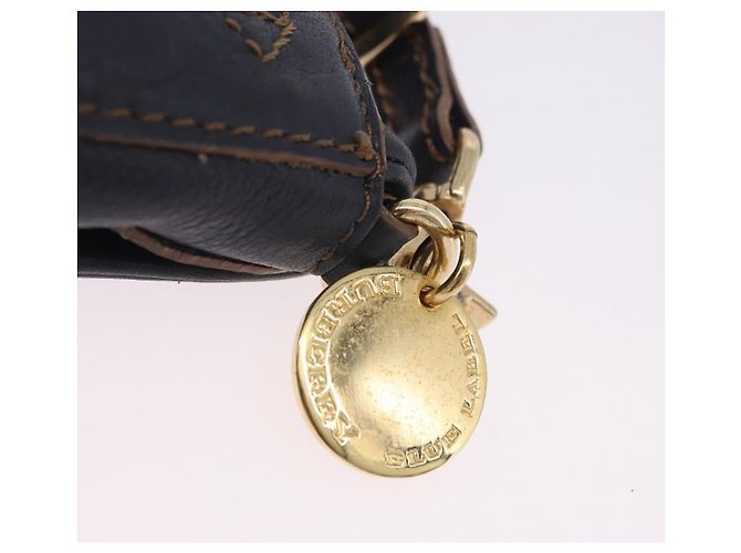 Borsa a tracolla BURBERRY in pelle blu navy e oro Auth 202255 - vista 10