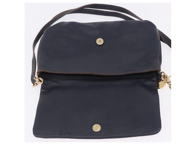 Borsa a tracolla BURBERRY in pelle blu navy e oro Auth 202255 - vista 11