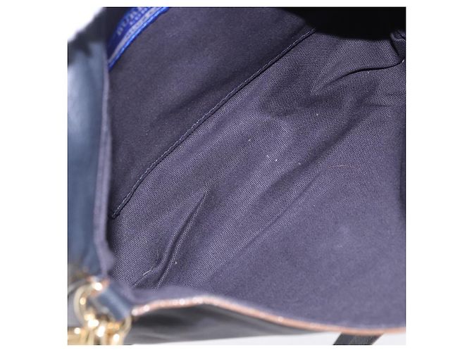 Borsa a tracolla BURBERRY in pelle blu navy e oro Auth 202255 - vista 12