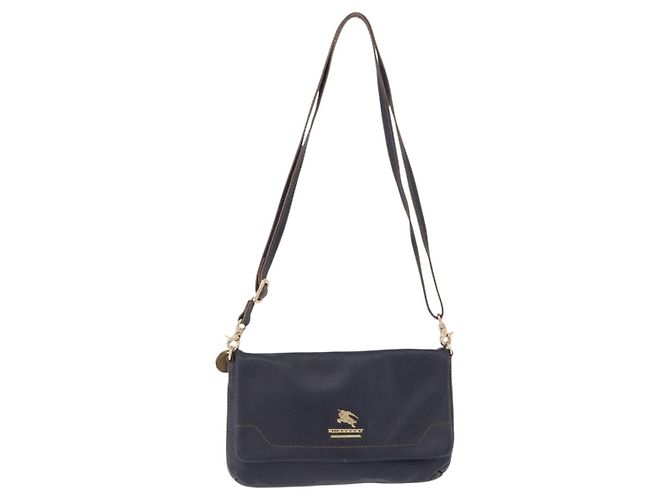 Borsa a tracolla BURBERRY in pelle blu navy e oro Auth 202255 - vista 13