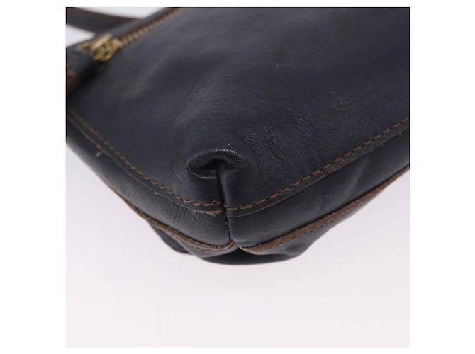 Borsa a tracolla BURBERRY in pelle blu navy e oro Auth 202255 - vista 15