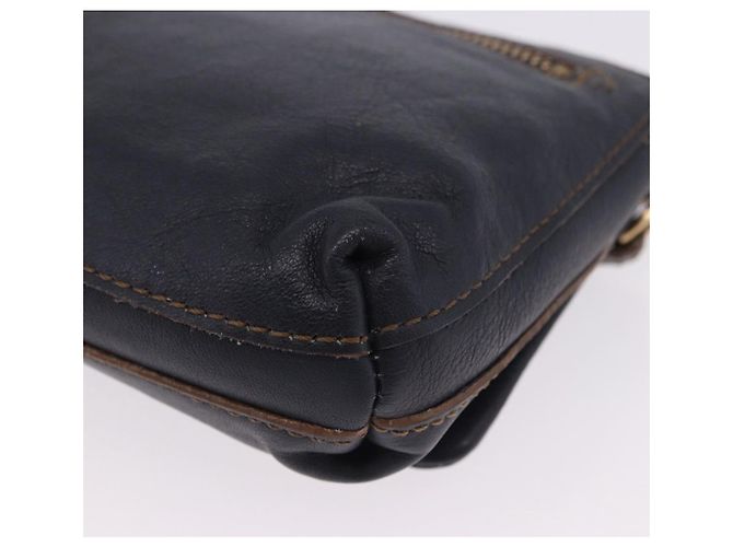 Borsa a tracolla BURBERRY in pelle blu navy e oro Auth 202255 - vista 16