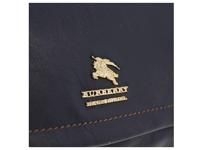 Borsa a tracolla BURBERRY in pelle blu navy e oro Auth 202255 - vista 17