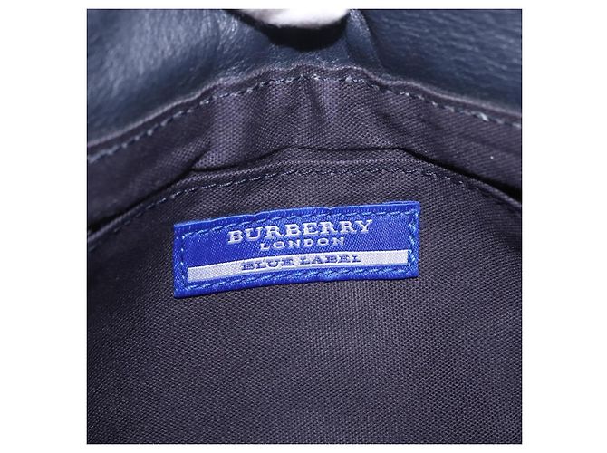 Borsa a tracolla BURBERRY in pelle blu navy e oro Auth 202255 - vista 18