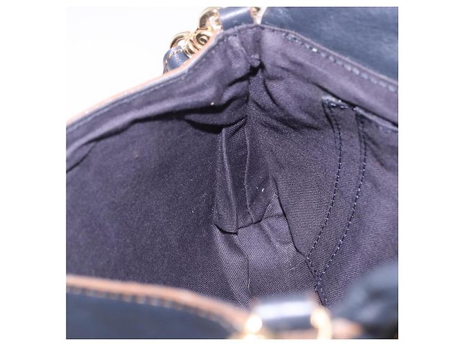 Borsa a tracolla BURBERRY in pelle blu navy e oro Auth 202255 - vista 20