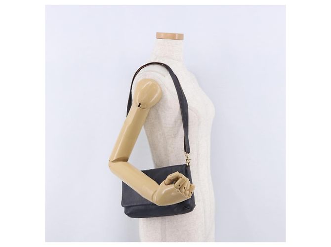 Borsa a tracolla BURBERRY in pelle blu navy e oro Auth 202255 - vista 23