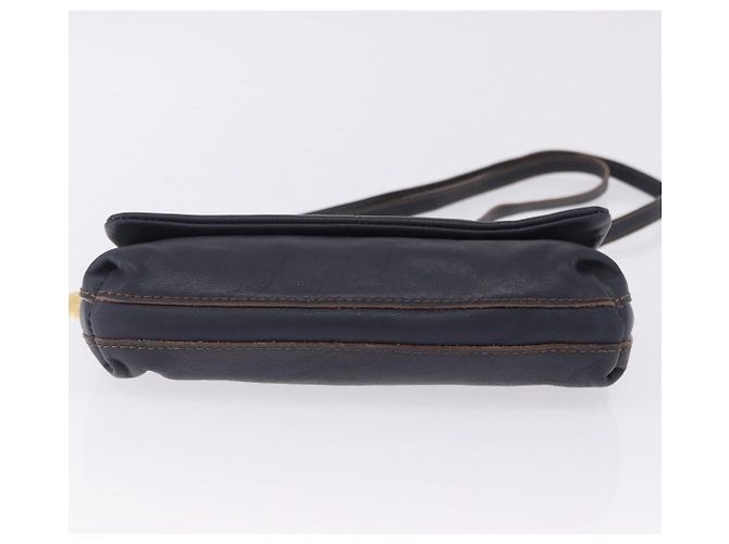 Borsa a tracolla BURBERRY in pelle blu navy e oro Auth 202255 - vista 5